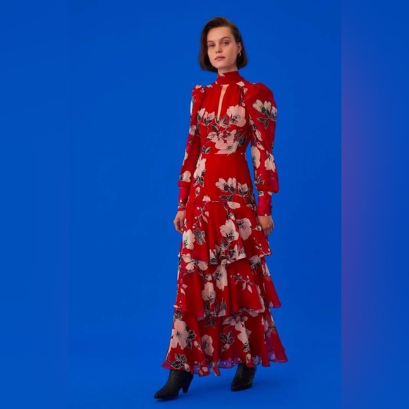 Anthropologie Exquise Floral Tiered Mock-Neck Maxi Dress - Picture 9 of 16